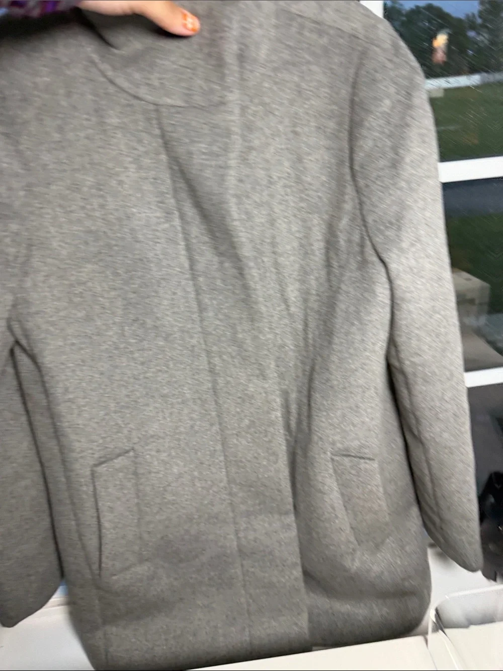 J. Crew women’s Light Gray Wool Blend Asymmetric Zip Pea Coat beautiful - Picture 5 of 7